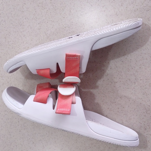 Chaco tie dye persimmon Alpine slide sandals white/orange size 10 EUC - Picture 4 of 8